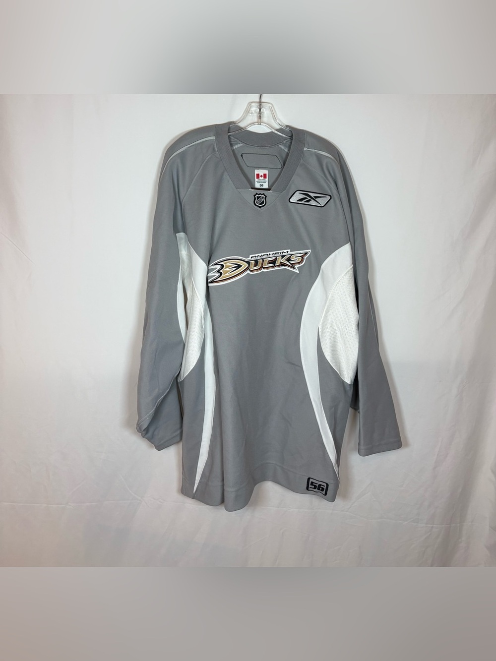 Reebok MiC Anaheim Ducks Made in Canada Grey Practice Hockey Jersey 56